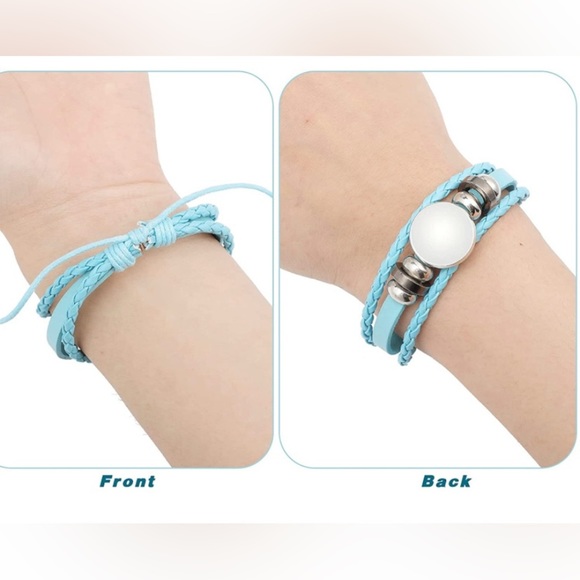 CUSTOM Handmade Leather Bracelet with Aluminum adjusted Bracelet beads Teal - Picture 2 of 8